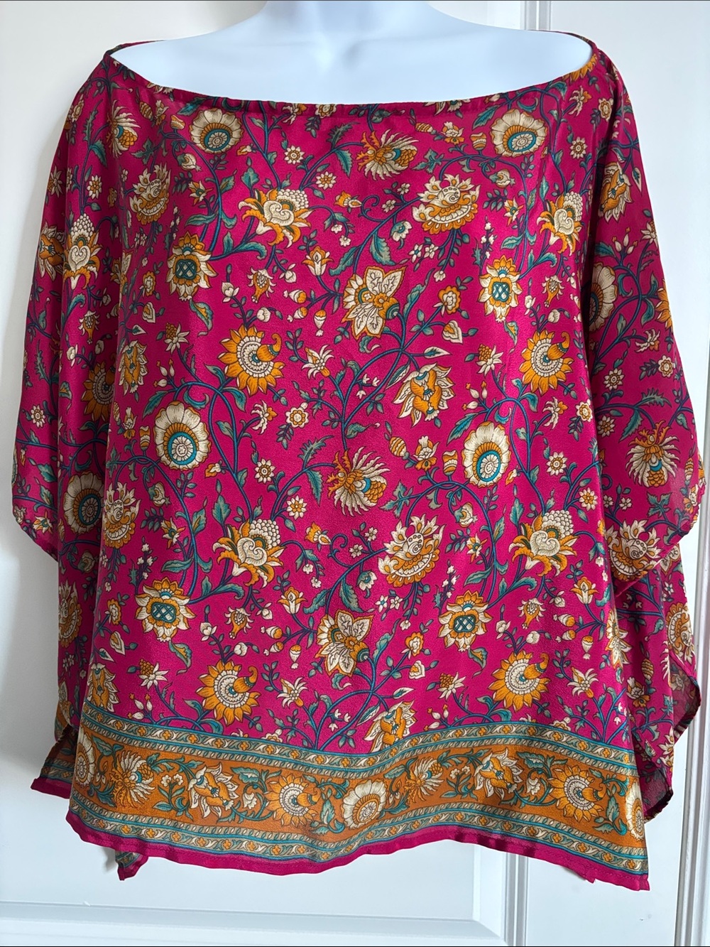 Women’s Off-Shoulder Floral Blouse in Fuchsia